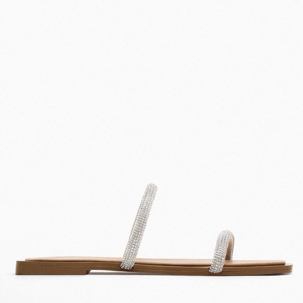 Zara Silver and Brown Strappy Sandals